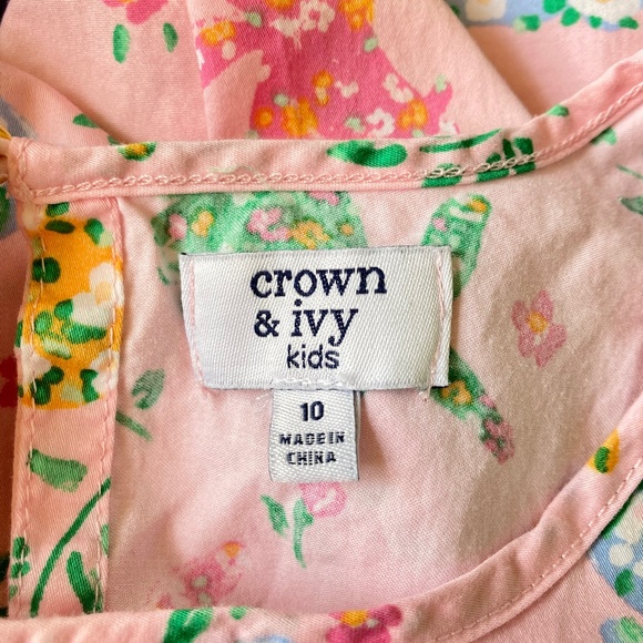 Girl’s size 10 Crown and Ivy pink bunny rabbit dress with gathered lacy sleeves - Picture 5 of 7